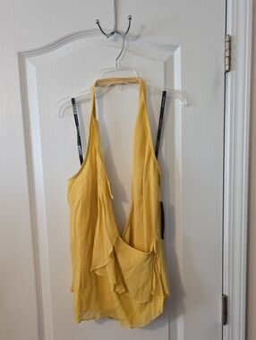 Ideology Yellow Halter Ruffle Women's Top